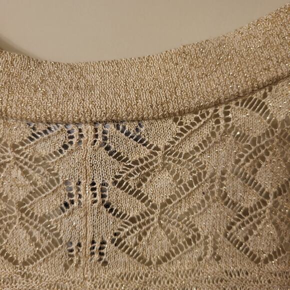 Catherines Tan & Gold Metallic Open Front Cardigan Sweater Size 2x 22/24 - Picture 4 of 16